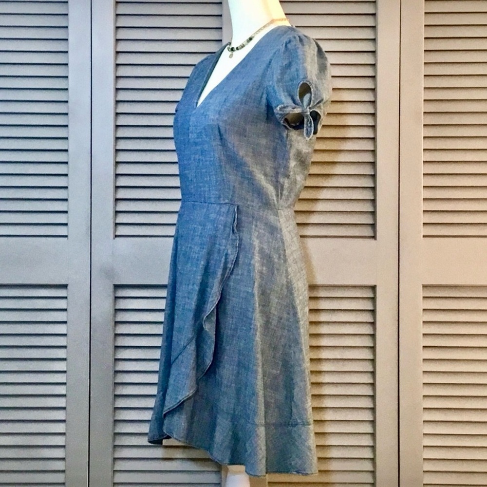 J. Crew Factory Faux Wrap Chambray Dress - Picture 4 of 11